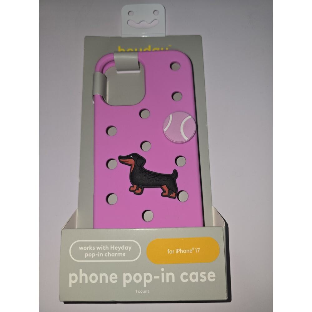 Heyday Phone Cade Iphone 17 Pink Silicone Charms Dachshund Dog Pink